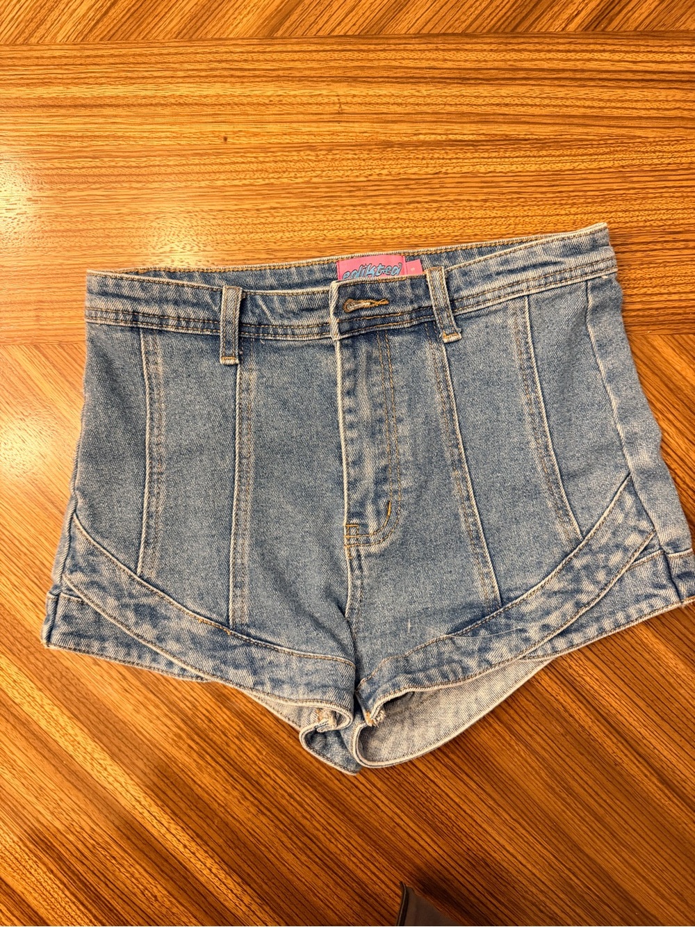 Edikted High-Waisted Light Blue Denim Shorts